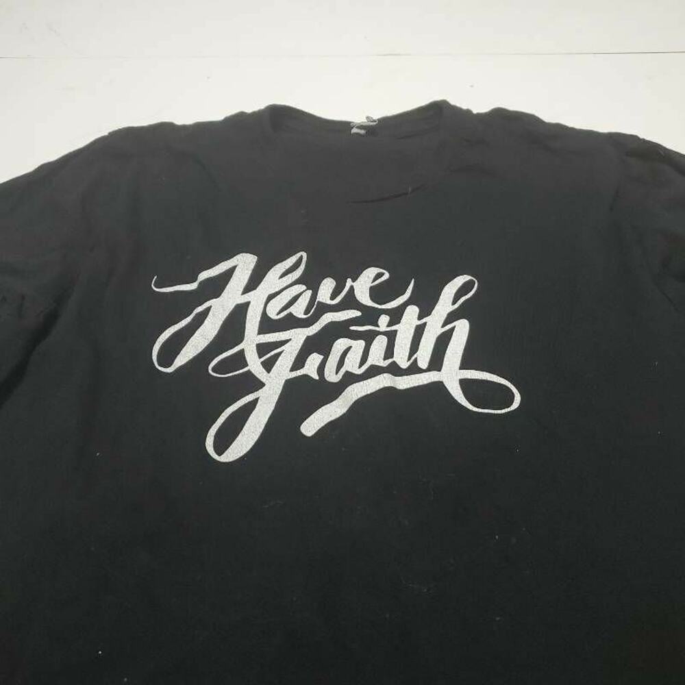 Next Level Womens T-Shirt Black Have Faith Long Sleeve‎ Scoop Neck 100% Cotton L